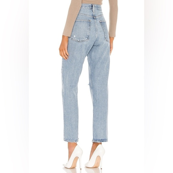 Agolde 90s High Rise Loose Fit 100% Organic Cotton Distressed Blue Jeans Size 23 - Picture 2 of 16